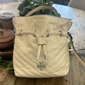 Tory Burch Cream Quilted Shoulder Bag